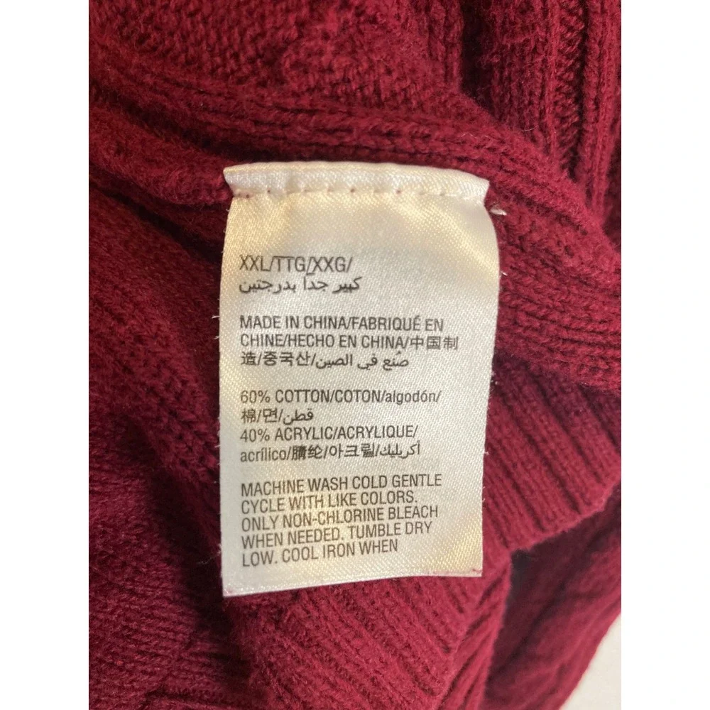 Classic Karen Scott Women XXL Burgundy Cable‎ Knit Shawl Cardigan Sweater